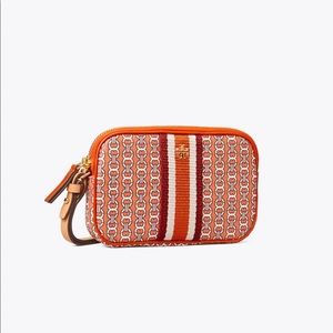 NWT TORY BURCH Authentic Orange Gemini Link Canvas Wristlet